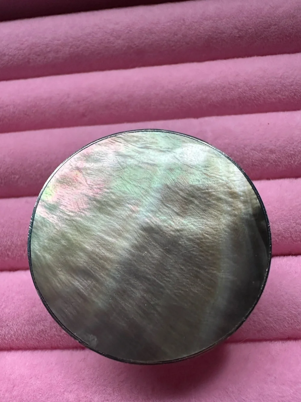 Iridescent Mother of Pearl Circle Disk Ring